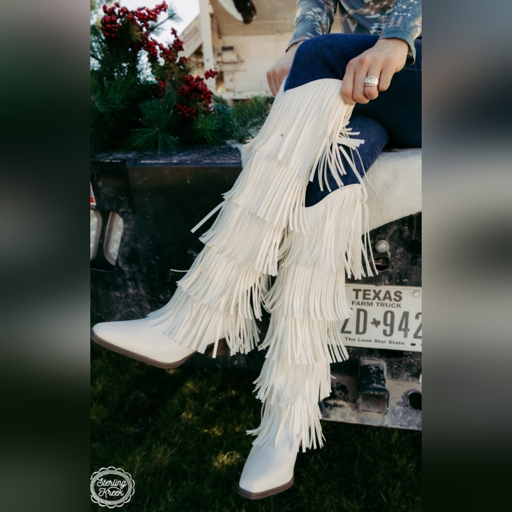 FROSTED FRINGE BOOTS